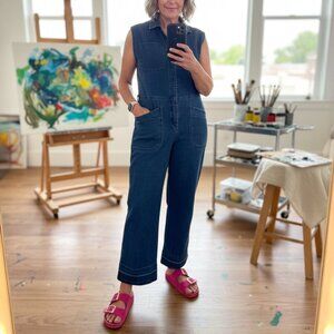 Denim Sleeveless Jumpsuit Coverall - Size Med